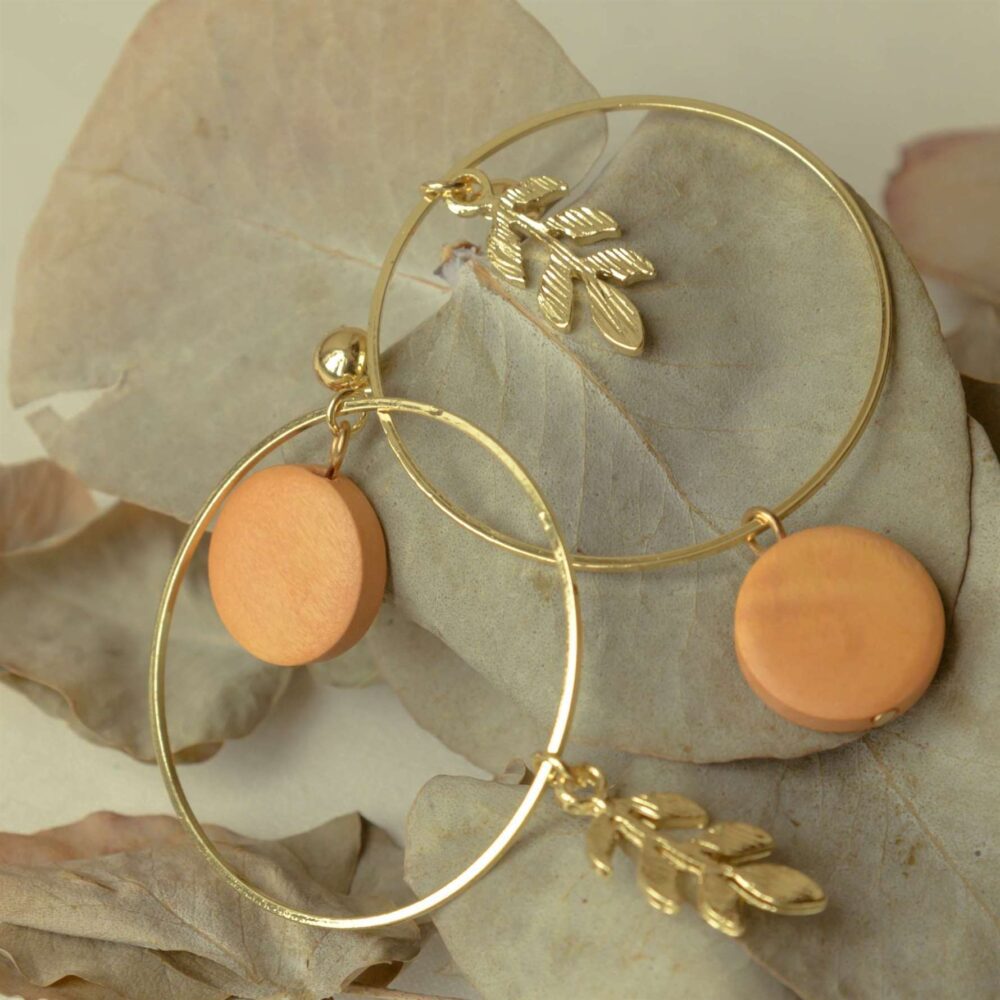 Leaf Drop Hoop Earrings