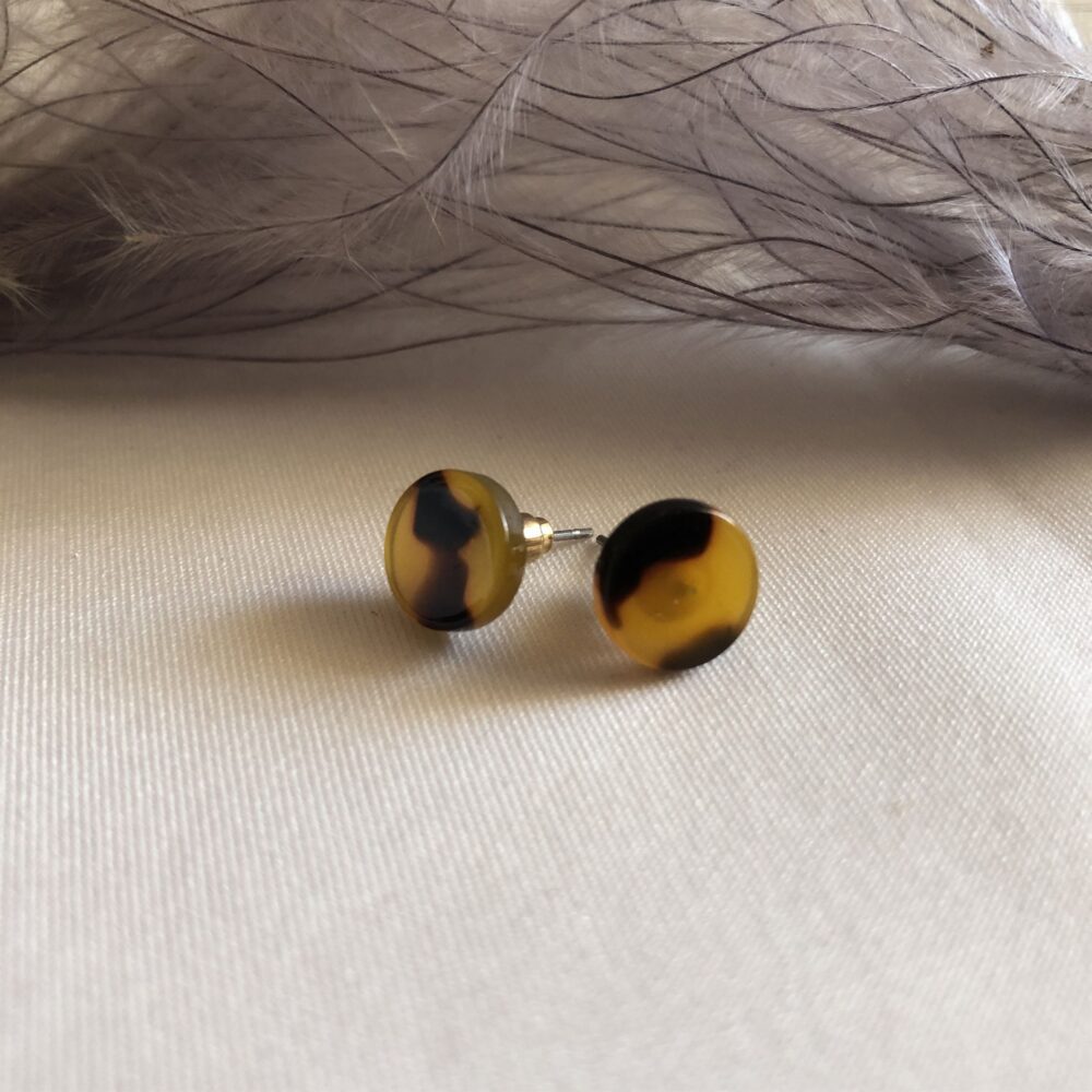 Retro Marble Button Earrings