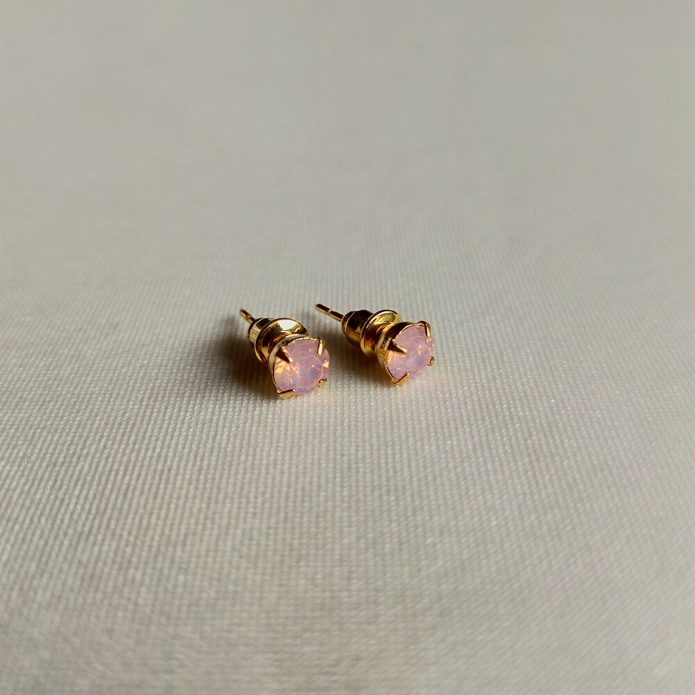 Zirconia Stud Earrings - Pink